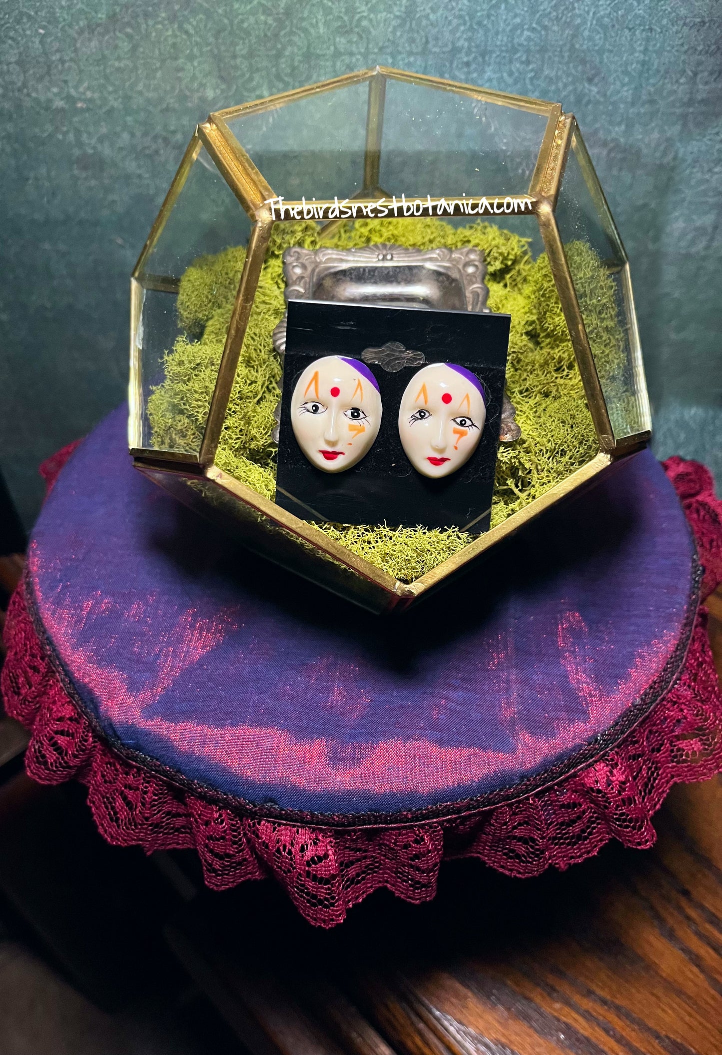 Vintage 1980's Harlequin Pierrot Mask Earrings