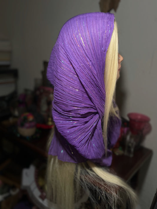 Vintage Purple Metallic Striped Boho Scarf