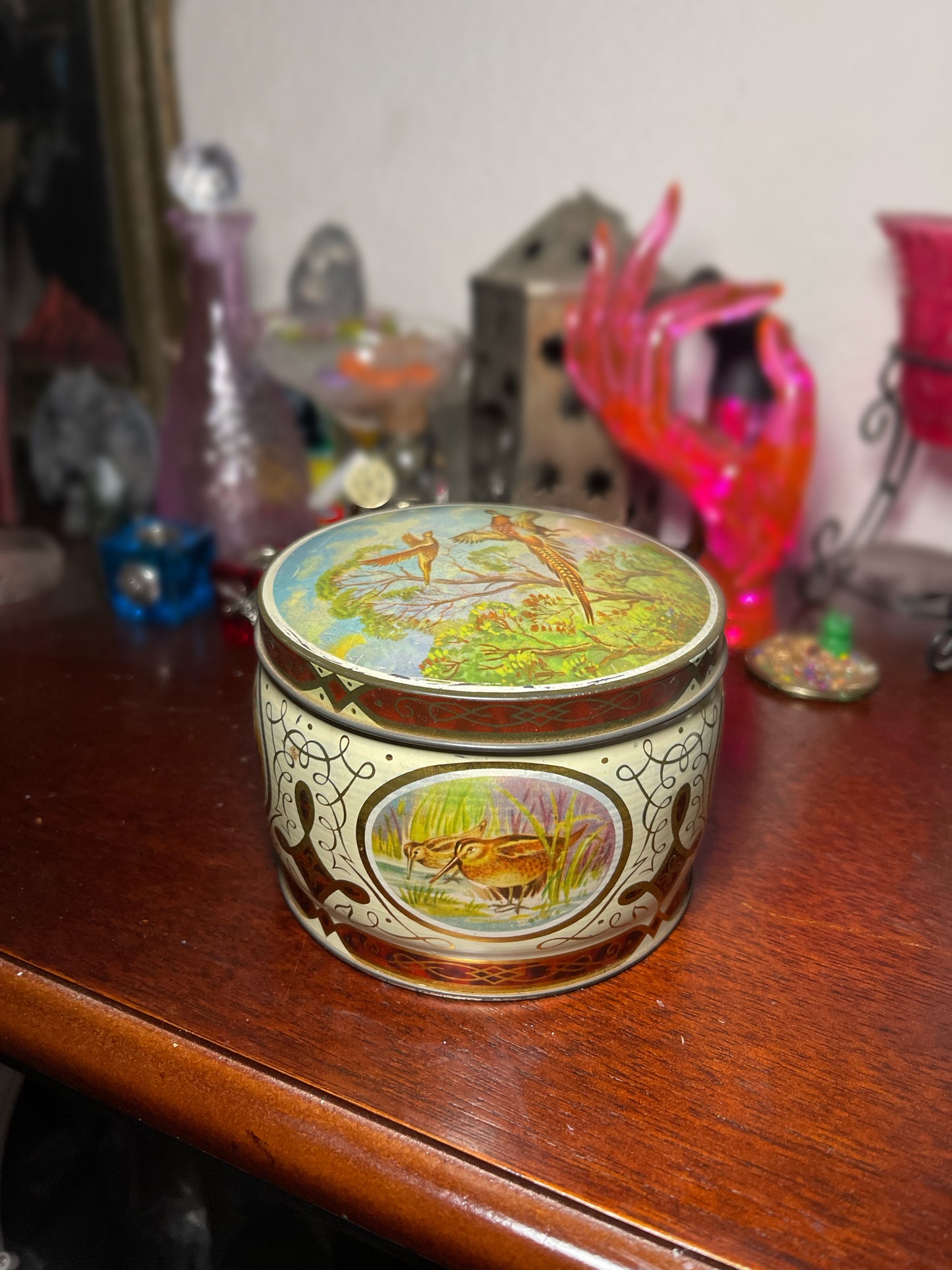 Vintage 1960's Ring Neck Pheasant Duck Tin Box Made In England