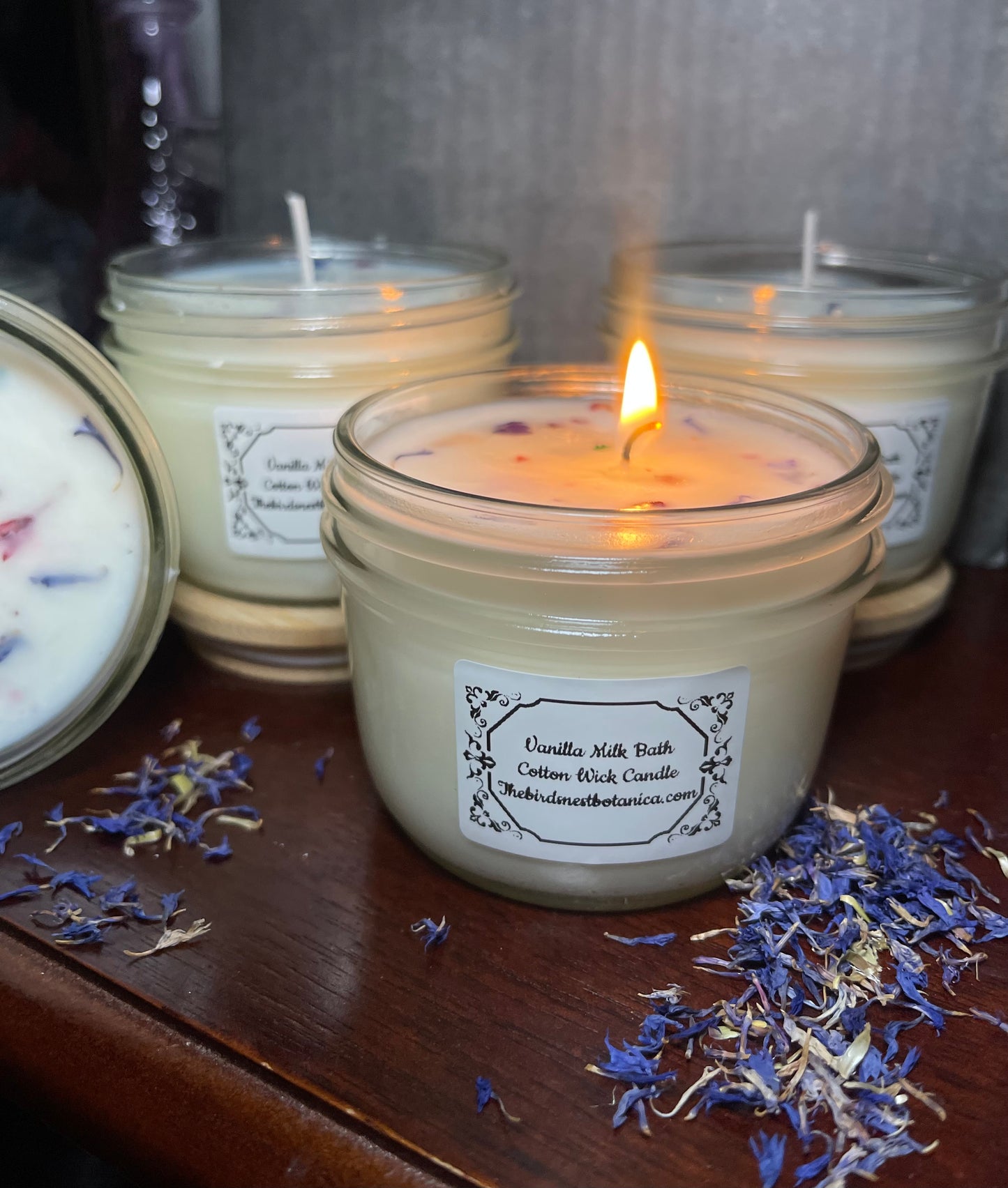 Lucious Vanilla Milk Bath Soy Wax Mason Jar Candle 8oz