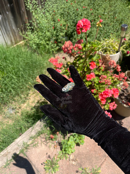 Ocean Jasper Gunmetal Wrapped Ring (Size 8-9)