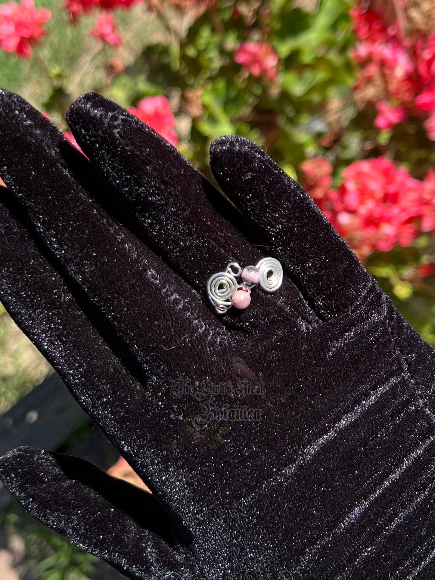 Pink Zebra Jasper Stackable Wire Wrapped Ring (Size 8)