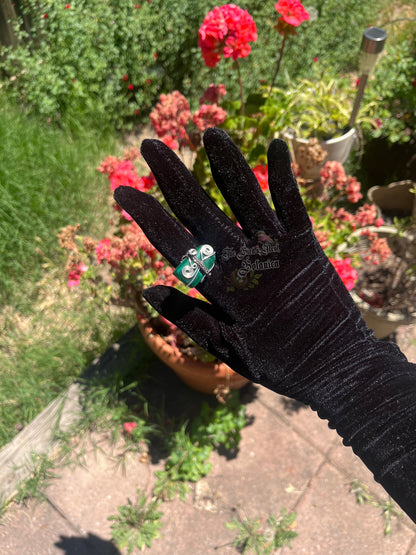Malachite Gunmetal Wire Wrapped Ring (Size 9)