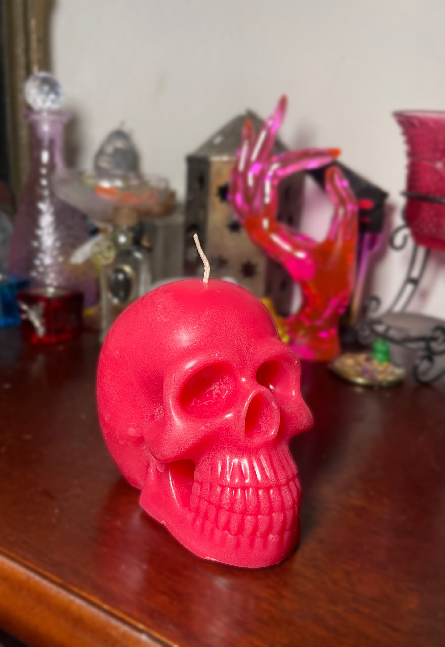 Red Skull Cotton Wick Figure Candle 3.5"