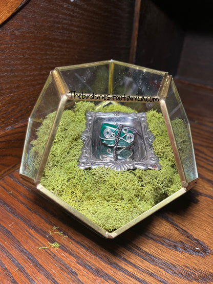 Malachite Gunmetal Wire Wrapped Ring (Size 9)