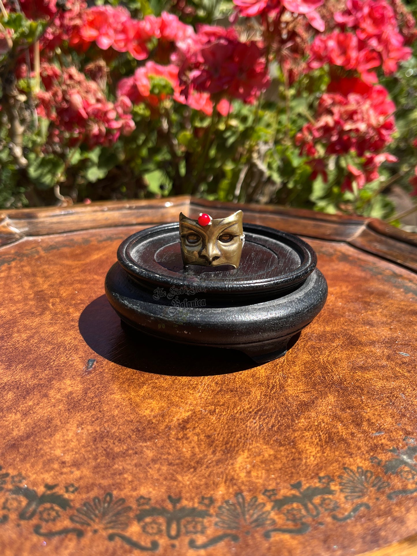 Bronze Theater Mask Wire Wrapped Ring (Size 8/9)