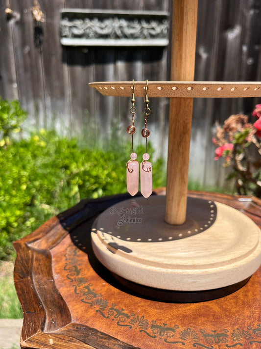 Faebloom Rose Quartz Point Earrings