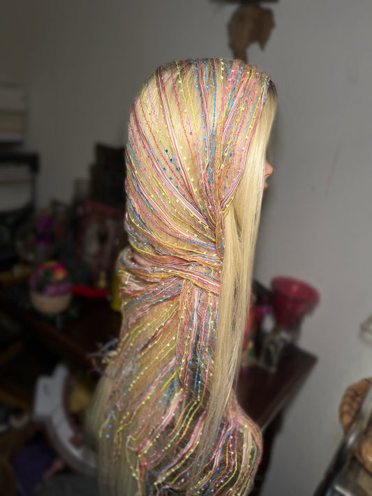 Sheer Multicolor Pastel Vintage Boho Scarf