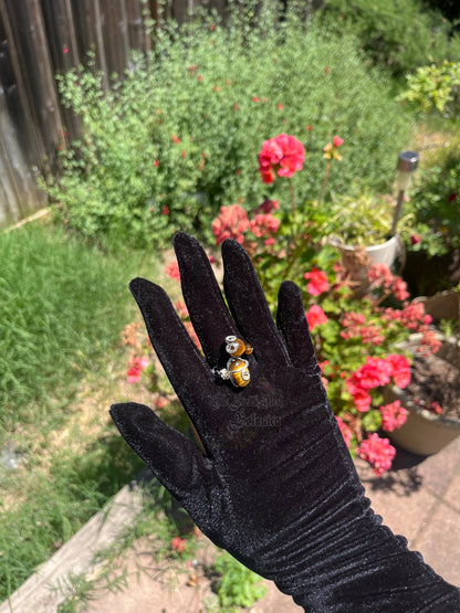 ADJUSTABLE Tigerseye Cluster Gunmetal Wire Wrapped Ring