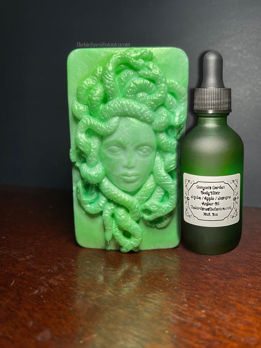 "Gorgon's Garden" Sudsy Shea Butter Soap Bar + Body Elixir Duo