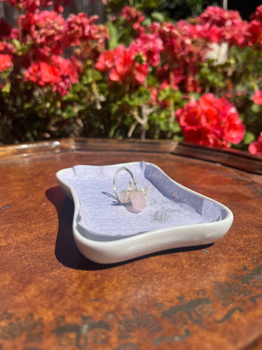 Rose Quartz Point Stackable Wire Wrapped Ring (Size 8)