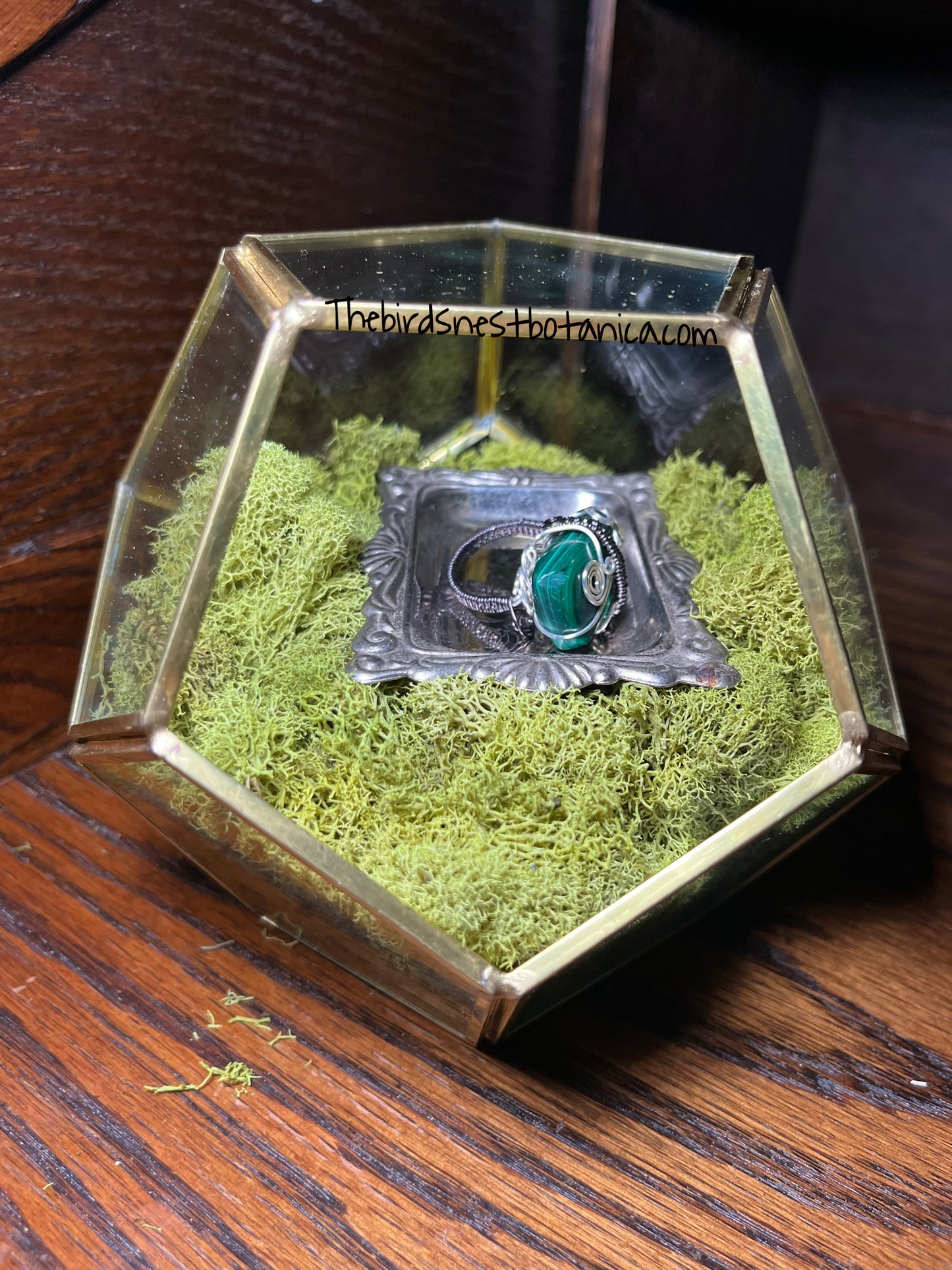 Malachite Gunmetal Wire Wrapped Ring (Size 9)