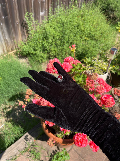 "Elvira's Crimson Hex" Gunmetal Wire Wrapped Ring (Size 8/9)