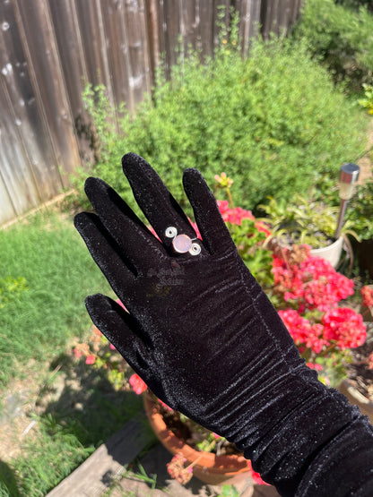 Pink Iridescent Button Wire Wrapped Ring (Size 8)