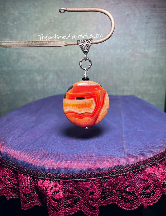 Polished Carnelian Agate Pendant