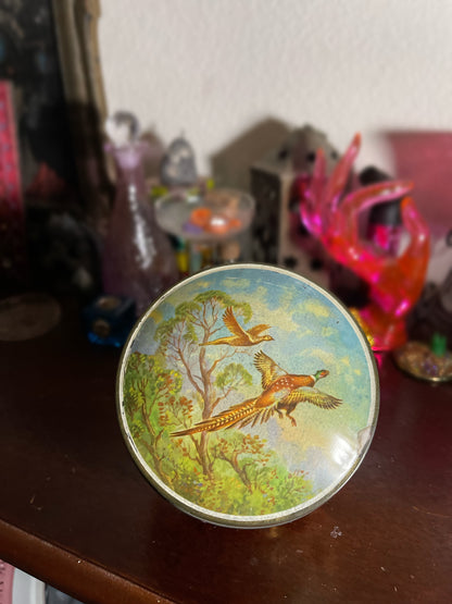 Vintage 1960's Ring Neck Pheasant Duck Tin Box Made In England