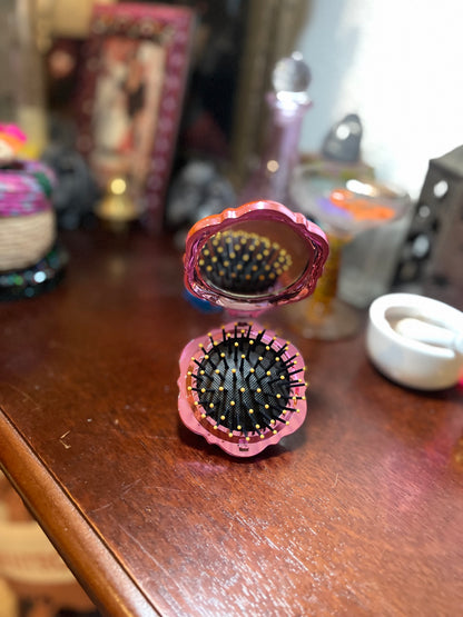 Bejweled Rose Compact Mirror + Brush Combo