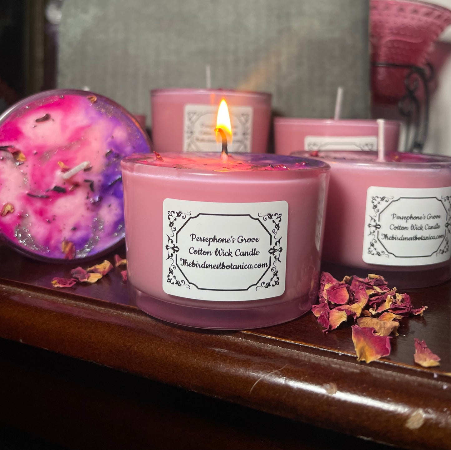 "Persephone's Grove" Marble-Top Cotton Wick Soy Wax Candle 4oz