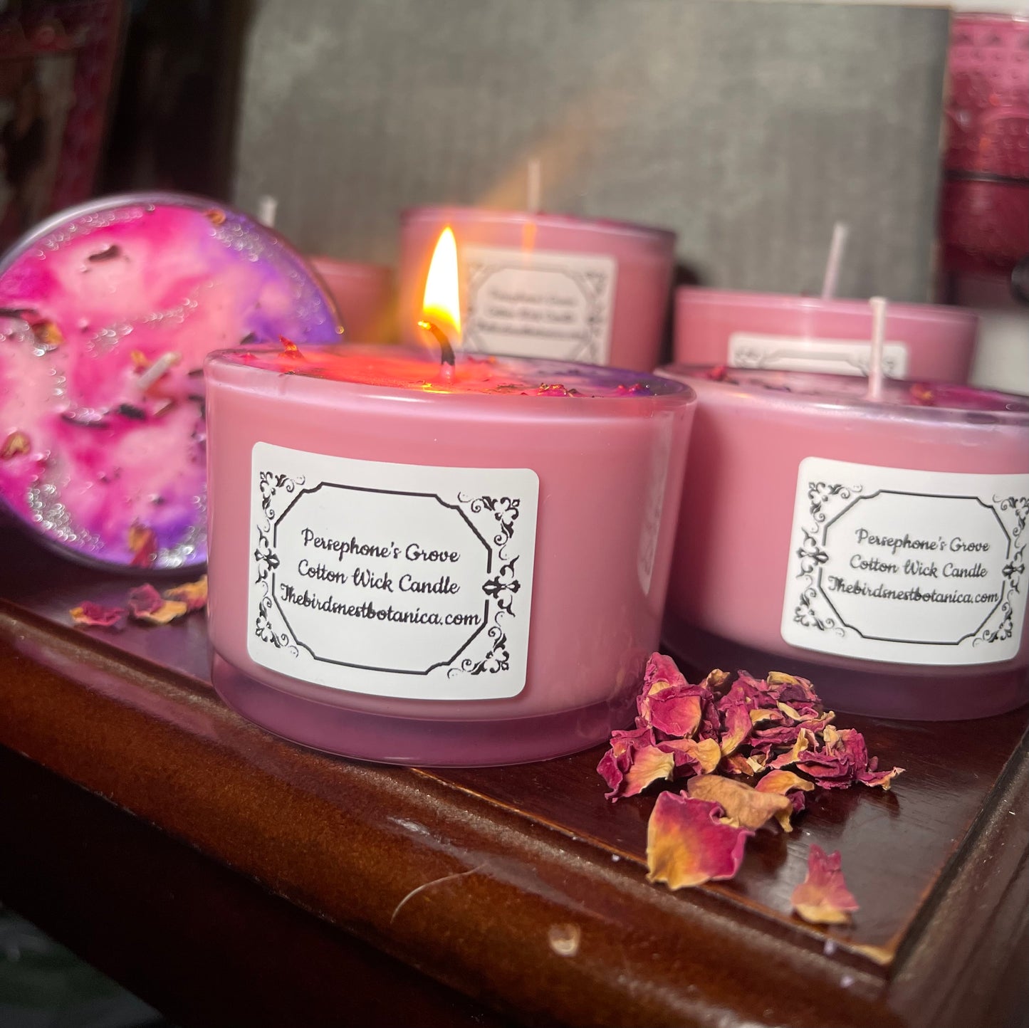 "Persephone's Grove" Marble-Top Cotton Wick Soy Wax Candle 4oz